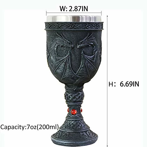Outlet ✔️ Alikiki Medieval Dark Night Dragon Goblet - Dungeons & Dragons Game Gift Ideas Of Thrones Merchandise - 7oz Stainless Steel Drinking Cup - Gothic GOT Dragon D&D Chalice Party decorations Collectible 🌟 7 Outlet ✔️ Alikiki Medieval Dark Night Dragon Goblet - Dungeons & Dragons Game Gift Ideas Of Thrones Merchandise - 7oz Stainless Steel Drinking Cup - Gothic GOT Dragon D&D Chalice Party decorations Collectible 🌟 - Image 5