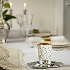 Cheap 🔔 [6 Pack] Laura Stein Premium Designed Disposable, Silver-like, Plastic Silver Kiddush Wine Drinking Cup With Matching Tray For Wedding, Passover, Shabbat, Havdalah, Or Kids 🤩 -Goblets & Chalices Sales Store 41oPFIImLZL