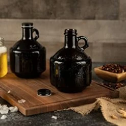 Promo 🔔 KooK Amber Glass Bottles, Growlers, With Black Plastisol Lined Lids, Beer, Soda, Cider, Kombucha, Set Of 6, 32oz 👍 -Goblets & Chalices Sales Store 41q13U0AW9L
