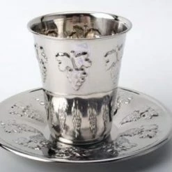 Coupon 😀 Legacy Magnificent Stainless Steel Kiddush Cup, Grape Design, With Matching Tr 🧨