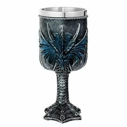 Best deal π₯ Alikiki Medieval Blue Dragon Goblet Large - Dungeons And Dragons Goblets Chalices Gift - 14oz Stainless Steel Beer Wine Drinking Cup Vessel - GOT Dragon D&D Fans Gift For Party Decor Father Day π Birthday β€οΈ