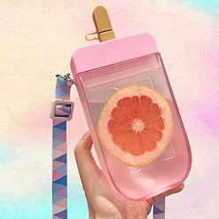 Best reviews of βοΈ Mr.Dai Cute Water Bottles With Straws For Kids,Unique Kawaii Popsicle Shaped Plastic Leakproof Kettle 300ML,βAdjustable Shoulder Strap Transparent Water Juice Drinking Jug BPA Free (pink) π€©