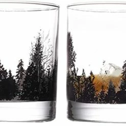 Cheapest 🔔 TOOWELL Bourbon Glasses Whiskey Glasses Set Of 2, 11OZ Old Fashioned Glasses Forest Landscape Handmade Lead-Free Scotch Tumblers, 🎂 Birthday Gifts 🎄 Christmas Gifts, Rocks Glass For Liquor And Cocktail 😉