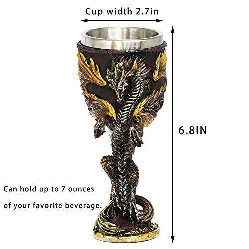 Best Sale π Alikiki Medieval Flame Dragon Wine Goblet - Fantasy Dungeons And Dragons Wine Chalice - 7oz Stainless Steel Cup Drinking Vessel -Ideal Novelty Gothic Father Day Gift Party Idea π 6 Best Sale π Alikiki Medieval Flame Dragon Wine Goblet - Fantasy Dungeons And Dragons Wine Chalice - 7oz Stainless Steel Cup Drinking Vessel -Ideal Novelty Gothic Father Day Gift Party Idea π - Image 4
