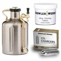 Coupon 🔥 GrowlerWerks UKeg Go Carbonated Growler, 128 Oz, Stainless Steel, 25 Cleaning Tablets, 20 CO2 Charg 🛒