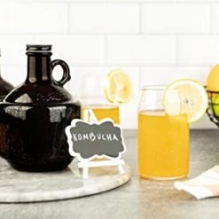 Promo 🔔 KooK Amber Glass Bottles, Growlers, With Black Plastisol Lined Lids, Beer, Soda, Cider, Kombucha, Set Of 6, 32oz 👍 -Goblets & Chalices Sales Store 41zdH068geL