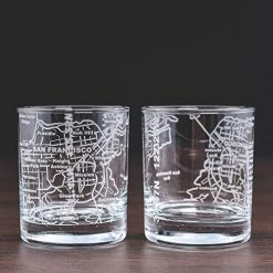 Best Pirce 🌟 Greenline Goods Whiskey Glasses - 10 Oz Tumbler For San Francisco Lovers (Single Glass) - Etched With San Francisco Map - Old Fashioned Rocks Glass San Francisco, Ca ❤️ -Goblets & Chalices Sales Store 51017qQhljL
