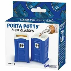 Outlet 👏 Funwares Porta Potty Shot Glasses, Funny Shot Glasses, Bathroom Humor White Elephant Gifts For Adults, 2 Ounce Shots, Set Of 2 🛒 -Goblets & Chalices Sales Store 510Ap4b7kKL