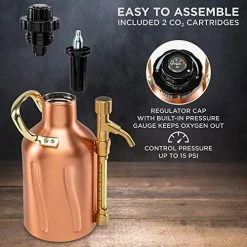 Best Pirce 💯 Ivation Carbonated Growler, Pressurized 64oz Beer Keg & Dispenser, Pressure Control Cap, Tap Pour Spout, [2] CO2 Cartridges Included ⭐