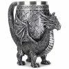 Wholesale 🛒 Cottage Garden Dragon Antique Silver 14 Ounce Stainless Steel Insert Goblet Chalice Mu ✔️
