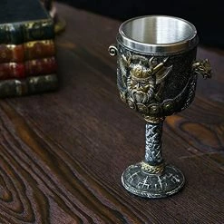 Wholesale ⌛ Alikiki Medieval Viking Odin Wine Goblet - Norse Viking Warrior Dragon Ship Metal Goblet Chalice Viking Pirate Fans Gifts Themed Party Decoration 7oz Stainless Steel Cup Drinking Vesse 😍 -Goblets & Chalices Sales Store 513vzR2EM7L