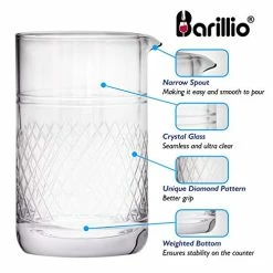 Top 10 🛒 Barillio 20 Oz Crystal Cocktail Mixing Glass Set | Seamless Mixing Pitcher For Stirred Cocktail With Weighted Bottom | Old Fashioned Kit For Bartenders 🎁