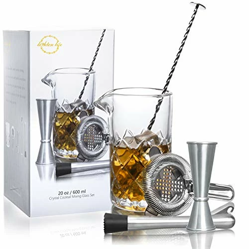 Best Pirce βοΈ Lighten Life Cocktail Mixing Glass Set,Bar Mixing Set With 20oz Crystal Thick Bottom Glass,Spoon, Jigger,Strainer And Muddle,5 Pieces Cocktail Mixing Glass Kits Perfect For Amateurs And Bartenders 𧨠4 Best Pirce βοΈ Lighten Life Cocktail Mixing Glass Set,Bar Mixing Set With 20oz Crystal Thick Bottom Glass,Spoon, Jigger,Strainer And Muddle,5 Pieces Cocktail Mixing Glass Kits Perfect For Amateurs And Bartenders 𧨠- Image 2