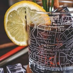 Discount 🛒 Greenline Goods Whiskey Glasses - 10 Oz Tumbler Gift Set For Philadelphia Lovers, Etched With Philadelphia Map | Old Fashioned Rocks Glass - Set Of 2 🧨 -Goblets & Chalices Sales Store 5165obJFyHL