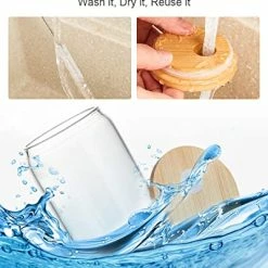 Wholesale π Glass Cups With Bamboo Lids And Glass Straws 4 Set, YSJILIDE 16oz Can Shaped Drinking Glass Cups, Iced Coffee Cup, Beer Glasses Ideal For Cocktails, Whisky, Juice, DIY, Gifts - 2 Cleaning Brushes π 9 Wholesale π Glass Cups With Bamboo Lids And Glass Straws 4 Set, YSJILIDE 16oz Can Shaped Drinking Glass Cups, Iced Coffee Cup, Beer Glasses Ideal For Cocktails, Whisky, Juice, DIY, Gifts - 2 Cleaning Brushes π -Goblets & Chalices Sales Store 516HEWMMvKL