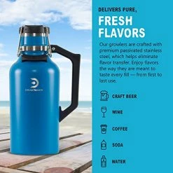 Buy 🔔 DrinkTanks Craft Growler, Passivated Stainless Steel Growlers For Beer, Leakproof And Vacuum Insulated Beverage Tumbler, Easy-to-Use Soda, Wine, Or Coffee Tumbler With Handle, Cove, 64 Oz 😀 -Goblets & Chalices Sales Store 516e97Uqa8L
