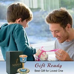 Coupon 🔥 Matashi Hand-Painted Enamel Tall 5" Kiddush Cup Set With Stem And Tray Embellished With Crystals And Star Of David Design For Weddings Shabbat Havdalah Passover Goblet Judaica Gift Blessings Cup Red Kiddish Cup 🎁 -Goblets & Chalices Sales Store 519PUTxVGeL