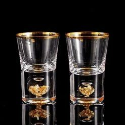 Wholesale 👏 DUJUST Shot Glasses (1.5oz), Crystal Shot Glass Set Decorated With 24K Gold Leaf Flakes, Cool & Cute Shot Cups, BPA-Free & Lead-Free, Perfect For Décor & Collection, Gift Choices - 2 Pcs Unique Diamond Design: 2 Pcs 🥰