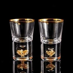 Wholesale 👏 DUJUST Shot Glasses (1.5oz), Crystal Shot Glass Set Decorated With 24K Gold Leaf Flakes, Cool & Cute Shot Cups, BPA-Free & Lead-Free, Perfect For Décor & Collection, Gift Choices - 2 Pcs Unique Diamond Design: 2 Pcs 🥰 -Goblets & Chalices Sales Store 51CbkQFkczL. AC