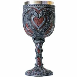 New ⌛ Alikiki Medieval Double Dragon Wine Goblet - Valentines Dungeons And Dragons Wine Chalice -7oz Stainless Steel Drinking Cup - Romantic Novelty Gothic Gift Party Idea Goblets Present For Girl Girlfriend Wife ⌛