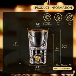 Wholesale 👏 DUJUST Shot Glasses (1.5oz), Crystal Shot Glass Set Decorated With 24K Gold Leaf Flakes, Cool & Cute Shot Cups, BPA-Free & Lead-Free, Perfect For Décor & Collection, Gift Choices - 2 Pcs Unique Diamond Design: 2 Pcs 🥰 -Goblets & Chalices Sales Store 51ILbTRdE4L