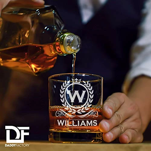 New ✨ DADDY FACTORY Personalized Whiskey Glass, Engraved Monogram Rocks Cocktail Glass, 10.25 Oz Custom Bourbon Gift For Men ⌛ 5 New ✨ DADDY FACTORY Personalized Whiskey Glass, Engraved Monogram Rocks Cocktail Glass, 10.25 Oz Custom Bourbon Gift For Men ⌛ - Image 3