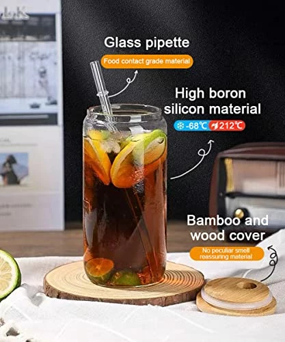 Best Pirce π PUPUBLUE Drinking Glasses With Bamboo Lids And Glass Straw 4pcs Set - 16oz Can Shaped Glass Cups, Iced Coffee Glasses, Beer Glasses, Cute Reusable Bottle, Ideal For Whiskey, Tea, Gift - 2 Cleaning Brushes β€οΈ 7 Best Pirce π PUPUBLUE Drinking Glasses With Bamboo Lids And Glass Straw 4pcs Set - 16oz Can Shaped Glass Cups, Iced Coffee Glasses, Beer Glasses, Cute Reusable Bottle, Ideal For Whiskey, Tea, Gift - 2 Cleaning Brushes β€οΈ - Image 5