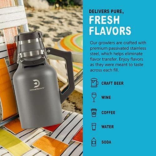 Top 10 π₯° DrinkTanks Craft Growler, Passivated Stainless Steel Growlers For Beer, Leakproof And Vacuum Insulated Beverage Tumbler, Easy-to-Use Soda, Wine, Or Coffee Tumbler With Handle, 32 Oz. Slate Powder π§₯ Coat βοΈ 7 Top 10 π₯° DrinkTanks Craft Growler, Passivated Stainless Steel Growlers For Beer, Leakproof And Vacuum Insulated Beverage Tumbler, Easy-to-Use Soda, Wine, Or Coffee Tumbler With Handle, 32 Oz. Slate Powder π§₯ Coat βοΈ - Image 5