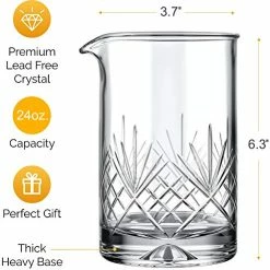 Discount 🔔 Mofado Crystal Cocktail Mixing Glass - 24oz 710ml - Thick Weighted Bottom - Premium Seamless Design - Professional Quality ⌛