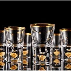 Wholesale 👏 DUJUST Shot Glasses (1.5oz), Crystal Shot Glass Set Decorated With 24K Gold Leaf Flakes, Cool & Cute Shot Cups, BPA-Free & Lead-Free, Perfect For Décor & Collection, Gift Choices - 2 Pcs Unique Diamond Design: 2 Pcs 🥰 -Goblets & Chalices Sales Store 51NpALgGyTL. AC
