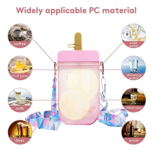 Top 10 β€οΈ GZJtutWj Popsicle Water Bottle With Strap, Creative Ice Cream Water Bottle, Cute Water Bottles With Straws, Transparent Water Jug Juice Drinking Cup Suitable For Camping Sports Shopping Kids School(Pink) π 4 Top 10 β€οΈ GZJtutWj Popsicle Water Bottle With Strap, Creative Ice Cream Water Bottle, Cute Water Bottles With Straws, Transparent Water Jug Juice Drinking Cup Suitable For Camping Sports Shopping Kids School(Pink) π - Image 2