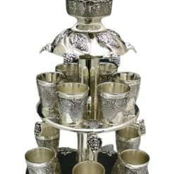 Best deal 👏 (D) Judaica Wine Fountian Silver Plated 2 Tier Grape Design Kiddush Item 😍