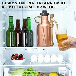 Best Pirce 💯 Ivation Carbonated Growler, Pressurized 64oz Beer Keg & Dispenser, Pressure Control Cap, Tap Pour Spout, [2] CO2 Cartridges Included ⭐ -Goblets & Chalices Sales Store 51U9UAw35hL