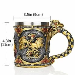 Best Pirce π― KTOTKMOTA Steampunk Gearwork Mechanical Dragon Cup 304 Stainless Steel Beer Coffee Cup Father Day Gift Mug For Dragon Collector Lovers Themed Party Decoration (14OZ) (Mug) π―