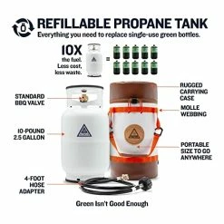 Best Sale 🔥 Ignik Refillable Gas Growler X 10-Pound Propane Tank With Carry Case And Adapter Hose ✨