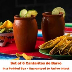 Best reviews of 🎁 CANTAREY 12oz Cantaritos De Barro - Set Of 6 Cocktail Glasses For Tequila, Margaritas, Mojitos And More - Taco Tuesday Cocktail Cups - Mexican Fiesta Jarritos De Barro Mexicanos ✔️