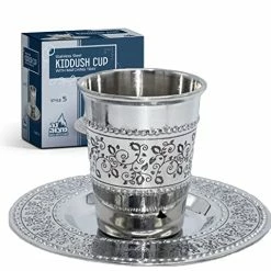 Coupon β€οΈ Ner Mitzvah Kiddush Cup And Tray - Premium Quality Stainless Steel Wine Cup - For Shabbat And Havdalah - Judaica Shabbos And Holiday Gift Classic π