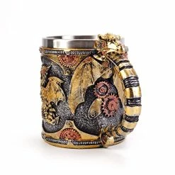 Best Pirce 💯 KTOTKMOTA Steampunk Gearwork Mechanical Dragon Cup 304 Stainless Steel Beer Coffee Cup Father Day Gift Mug For Dragon Collector Lovers Themed Party Decoration (14OZ) (Mug) 💯 -Goblets & Chalices Sales Store 51Z5xApDiyL
