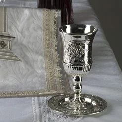 Cheap ⭐ Ner Mitzvah Tall Kiddush Cup And Tray - Premium Quality Silver Plated Goblet With Stem - Shabbat And Havdalah Goblet - Judaica Shabbos And Holiday Gift ✨ -Goblets & Chalices Sales Store 51aRseiTY8L