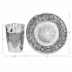 Brand new 🌟 BOKER-TOV SHALOM Silver Plated Kiddush Cup Set - Premium Kiddush Wine Cup And Saucer For Shabbat, Havdalah, Passover - Judaica Shabbos And Holiday Gift ✔️ -Goblets & Chalices Sales Store 51aV6plABzL