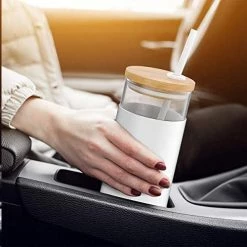 Best deal 😉 Tronco 24oz Glass Tumbler Glass Water Bottle Straw Silicone Protective Sleeve Bamboo Lid - BPA Free Coffee Col 🛒 -Goblets & Chalices Sales Store 51c9Cn1MvFL