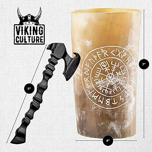 Best Pirce β Viking Culture Horn Mead Cup - Nordic Inspired Drinking Vessel | Handmade Goblet For Wine Beer Ale - Safe And Unique Drink Tumbler Gift With Axe Bottle Opener And Burlap Bag With Cigar Hold 𧨠4 Best Pirce β Viking Culture Horn Mead Cup - Nordic Inspired Drinking Vessel | Handmade Goblet For Wine Beer Ale - Safe And Unique Drink Tumbler Gift With Axe Bottle Opener And Burlap Bag With Cigar Hold 𧨠- Image 2