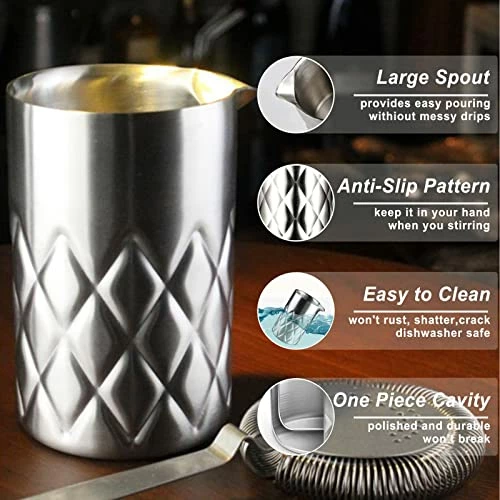 Best Pirce π OriHomee Stainless Steel Cocktail Mixing Glass,Double Walled Steel Mixing Pitcher,18oz 550ml Unbreakable Stirring Glass For Travel,Thoughtful Gift Idea π 4 Best Pirce π OriHomee Stainless Steel Cocktail Mixing Glass,Double Walled Steel Mixing Pitcher,18oz 550ml Unbreakable Stirring Glass For Travel,Thoughtful Gift Idea π - Image 2