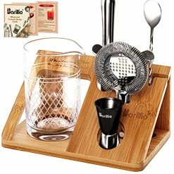 Discount π 20 Oz Crystal Cocktail Mixing Glass Set With Bamboo Stand By Barillio | Seamless Mixing Pitcher For Stirred Cocktail With Thick Weighted Bottom π