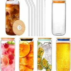 Best Sale 😀 Tronco Beer Can Glasses With Bamboo Lid And Glass Straws,Drinking Glasses 10pcs Set,16oz Can Shaped Glasses With Lid And Straw,Beer Glass Can Cups,Soda Can Glasses,Glass Beer Cups,Iced Coffee Glasses Glass Bamboo Lid- 6 Pack 👏 -Goblets & Chalices Sales Store 51i0cWhZAL. AC