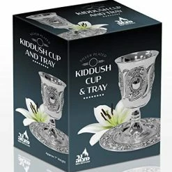 Flash Sale 😉 Ner Mitzvah Tall Kiddush Cup And Tray - Premium Quality Silver Plated Goblet With Stem - Shabbat And Havdalah Goblet - Judaica Shabbos And Holiday Gif ❤️ -Goblets & Chalices Sales Store 51jSOZlw90L