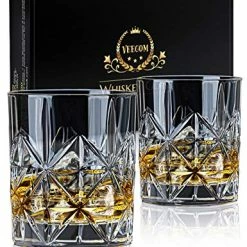 Cheap 🔔 Whiskey Glass Set Of 2, Veecom 10 Oz Crystal Whiskey Glasses Thick Bottom Bourbon Glasses Old Fashioned Rocks Glass Tumbler For Scotch, Cocktail, Liquor, Home Bar Whiskey Gifts For Men (Glass Set 2) 👍