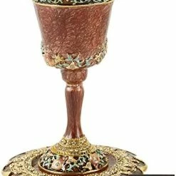Coupon 🔥 Matashi Hand-Painted Enamel Tall 5" Kiddush Cup Set With Stem And Tray Embellished With Crystals And Star Of David Design For Weddings Shabbat Havdalah Passover Goblet Judaica Gift Blessings Cup Red Kiddish Cup 🎁 -Goblets & Chalices Sales Store 51lzjkGHC4L. AC