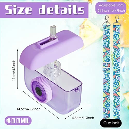 Budget π Cunhill 4 Pieces Cute Ice Cream Water Bottles With Strap Kawaii Camera Shaped Drinking Purse Ice Bar Transparent Jug Cup For Camping Sports Shopping Kids(Stylish Style) π 3 Budget π Cunhill 4 Pieces Cute Ice Cream Water Bottles With Strap Kawaii Camera Shaped Drinking Purse Ice Bar Transparent Jug Cup For Camping Sports Shopping Kids(Stylish Style) π