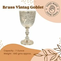 Budget 🎉 REPLICARTZ Chalice Brass Wine Goblet Vintage Handmade King's Royal Fantasy Embossed Wine Glasses Cup Wedding & Gothic 7 Oz 6-inch With Classic Packing (1) ⭐ -Goblets & Chalices Sales Store 51m94hHwl7L